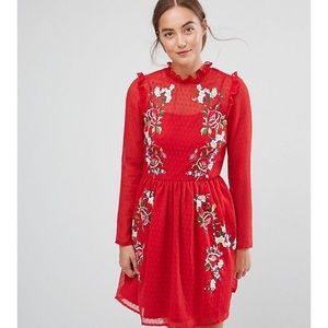 ASOS TALL Pretty Embroidered Mini Dress on Dobb
